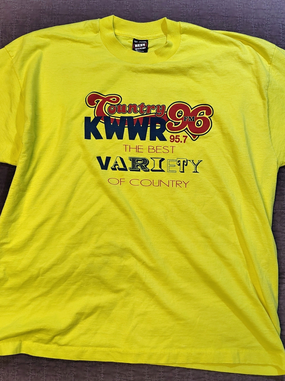 Vintage 90s KWWR Country 96 FM Radio T-Shirt Mens XXL USA Made Single Stitch